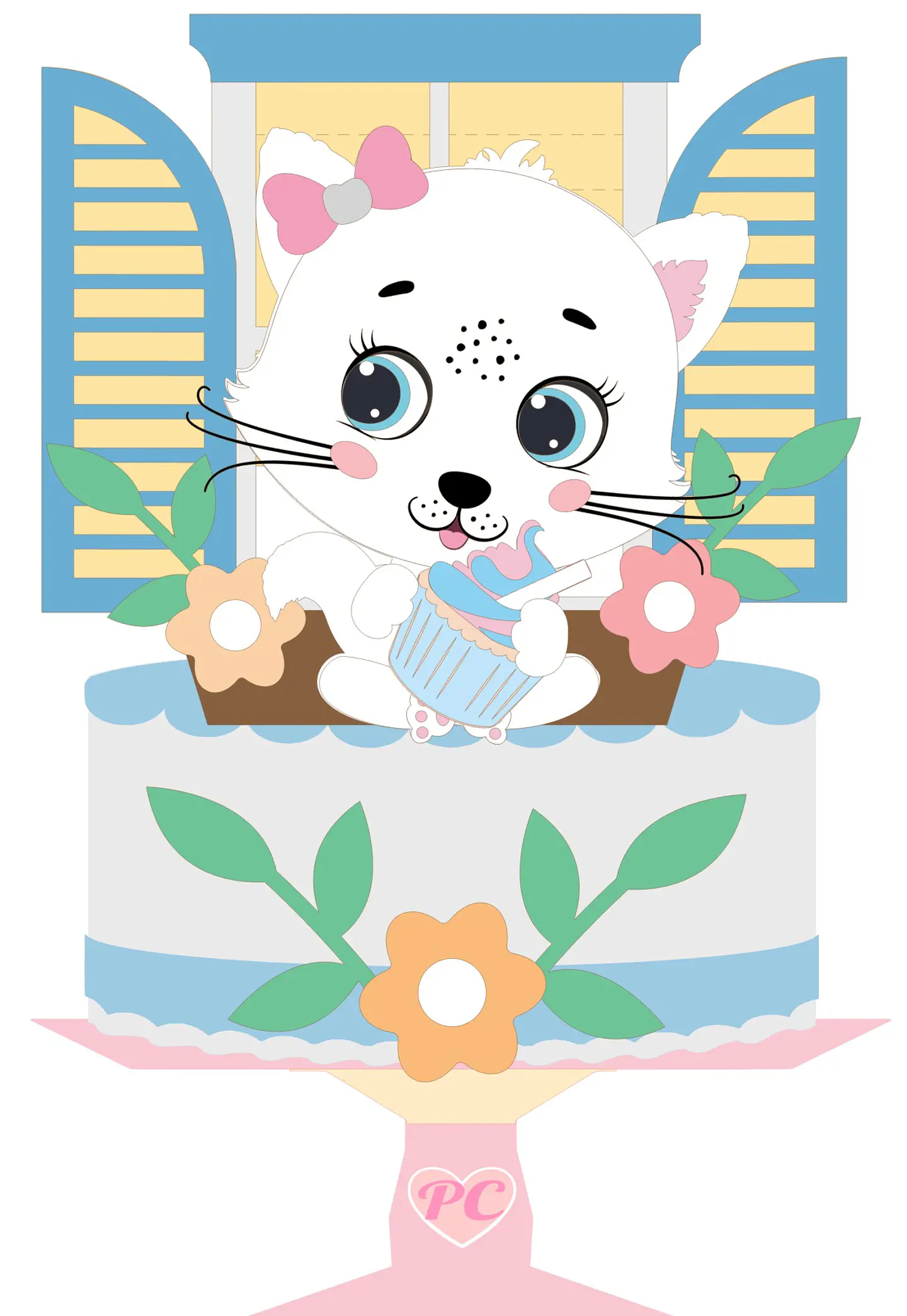 Arquivo de Corte Topo de Bolo Gatinho Gatinha 9 1