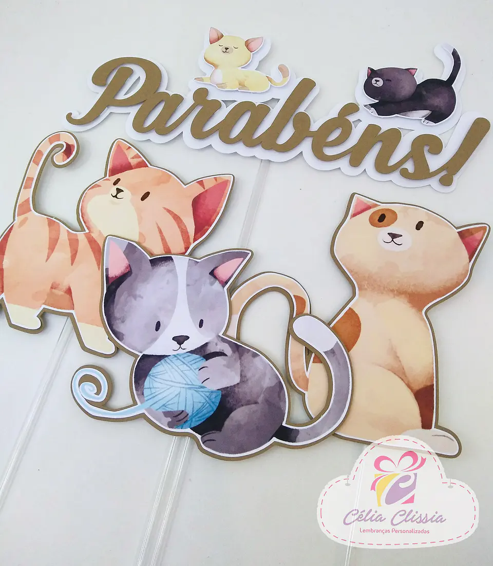 Arquivo de Corte Topo de Bolo Gatinho Gatinha 12 1