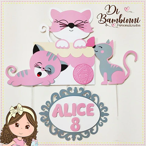 Arquivo de Corte Topo de Bolo Gatinho Gatinha 1