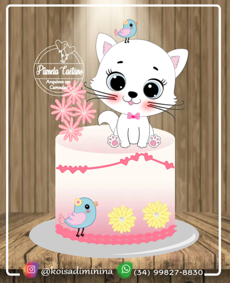 Arquivo de Corte Topo de Bolo Gatinho Gatinha 35 1