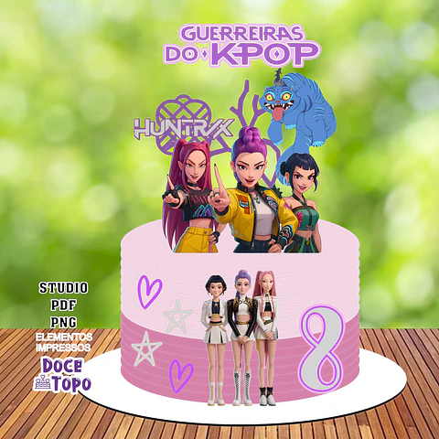 Arquivo de Corte Topo de Bolo Guerreiras Kpop K-Pop Demon Hunters Huntrix 1