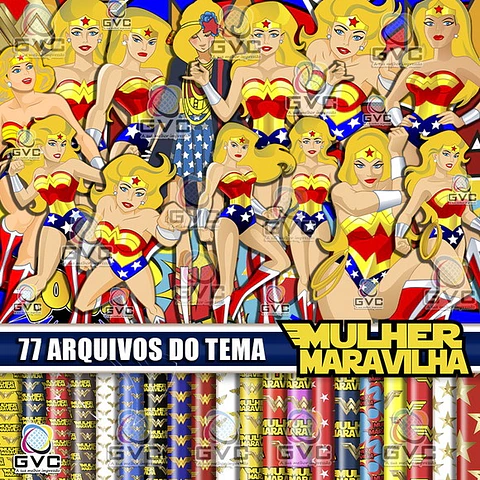 Kit Digital Mulher Maravilha Loira 128