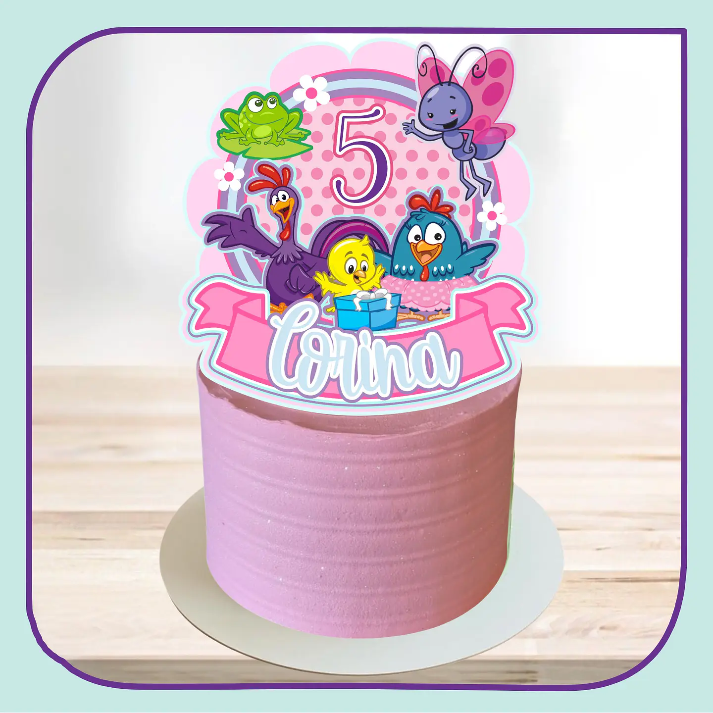 Arquivo de Corte Topo de Bolo Galinha Pintadinha Candy Rosa Menina Mini 24 1