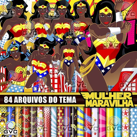 Kit Digital Mulher Maravilha Negra Afro 129