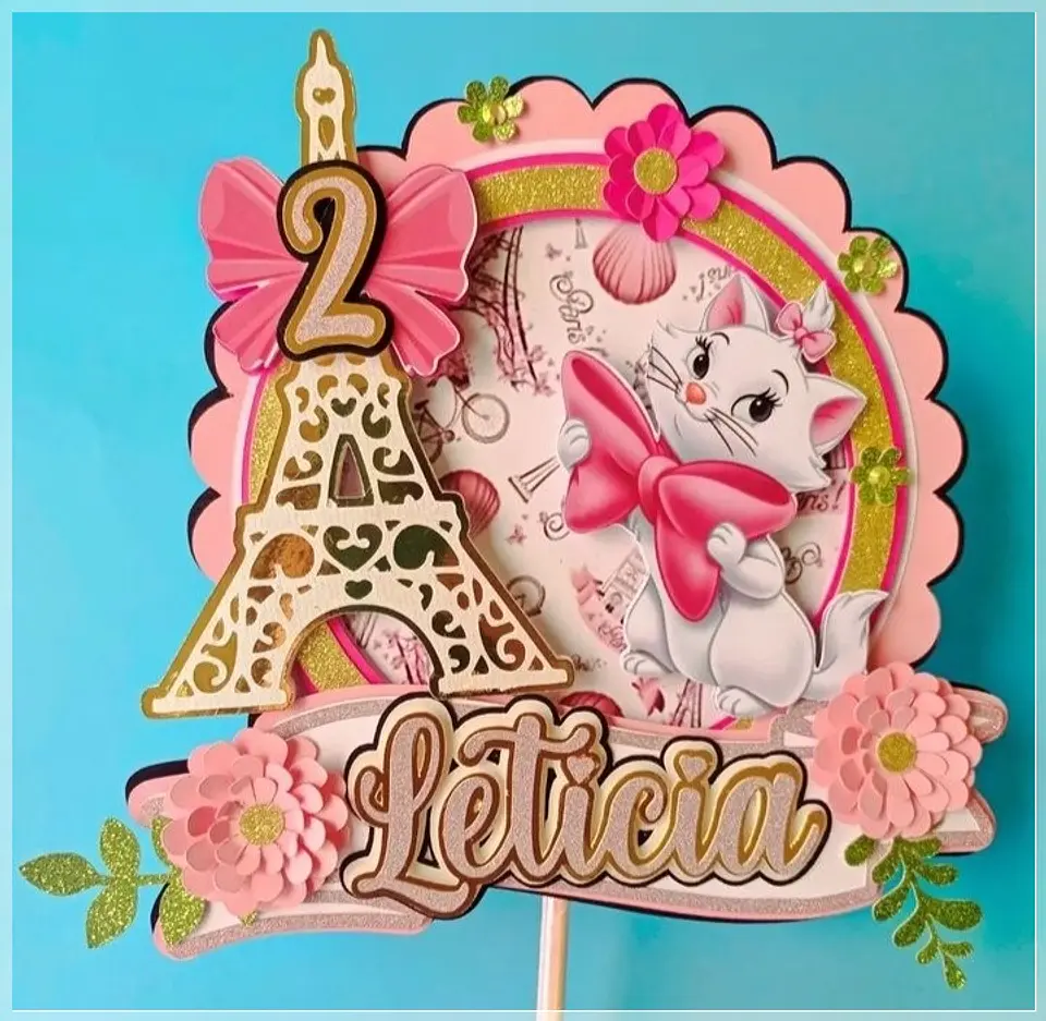 Arquivo de Corte Topo de Bolo Gatinha Marie 7 1
