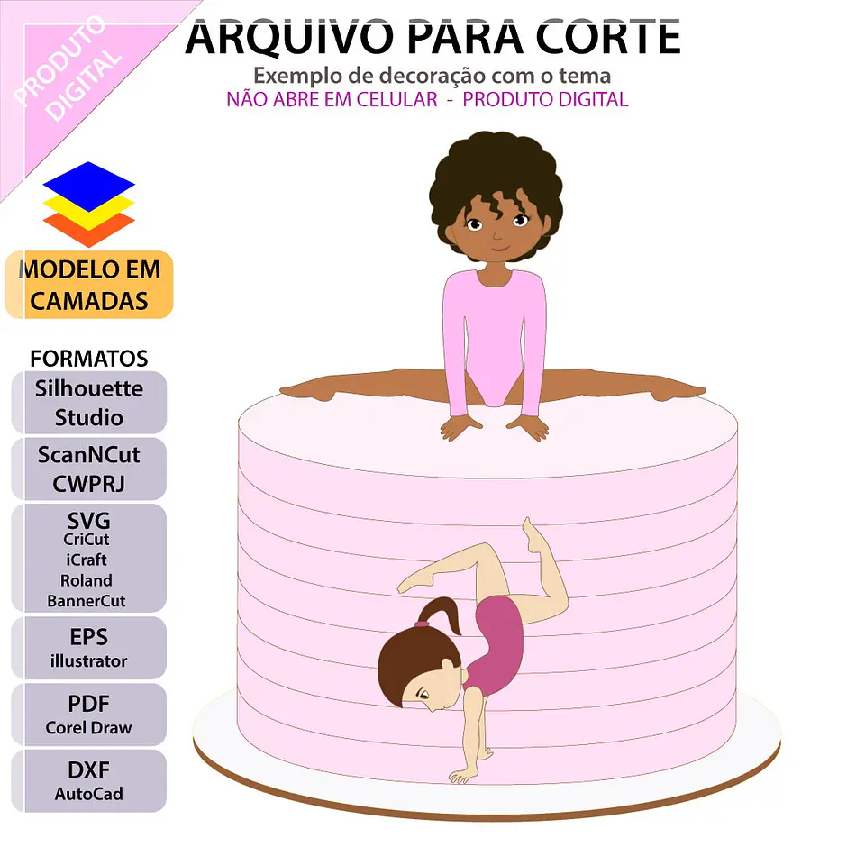 Arquivo de Corte Topo de Bolo Ginastica 3 1