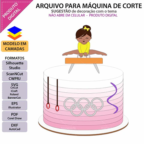 Arquivo de Corte Topo de Bolo Ginastica 1