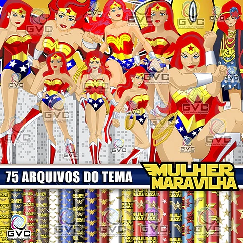 Kit Digital Mulher Maravilha Ruiva 130