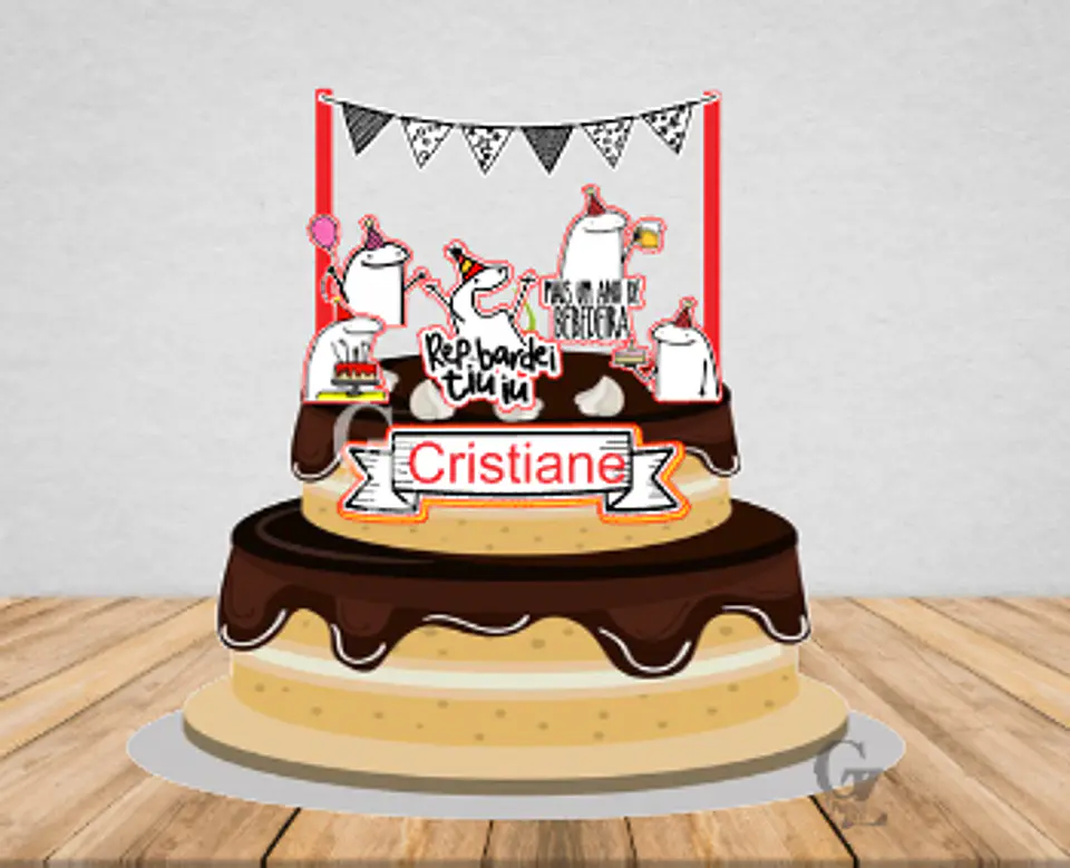 Arquivo de Corte Topo de Bolo Flork Rep Bardei Happy Birthday 11 1
