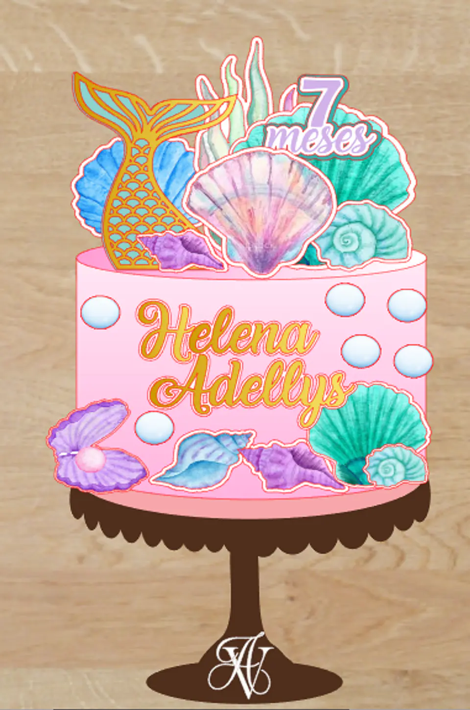 Arquivo de Corte Topo de Bolo Fundo do Mar Menina Sereia 31 1