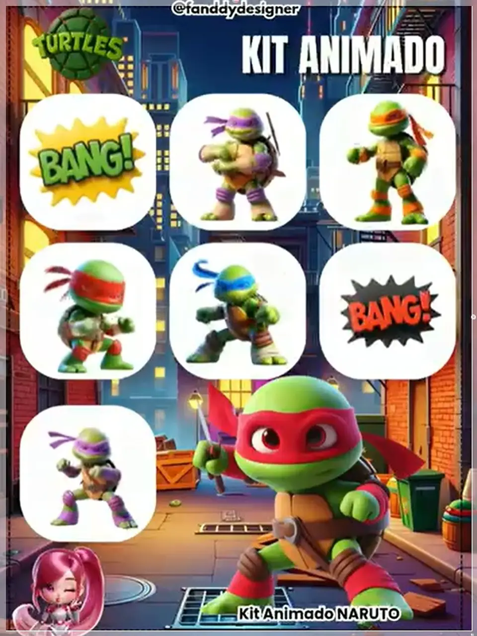 Kit Digital Animado Tartarugas Ninja 32 1