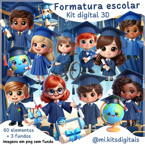 Kit Digital Formatura Escolar 3d 31