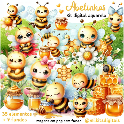 Kit Digital Abelinhas Aquarela 3