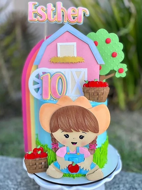 Arquivo de Corte Topo de Bolo Fazendinha Rosa Menina 18