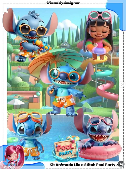 Kit Digital Animado Stitch Pool Party 27