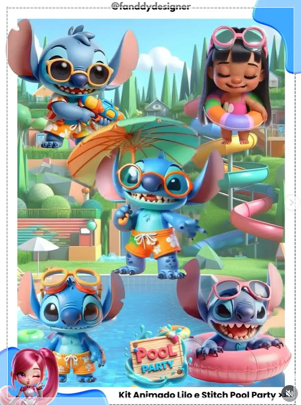Kit Digital Animado Stitch Pool Party 27 1