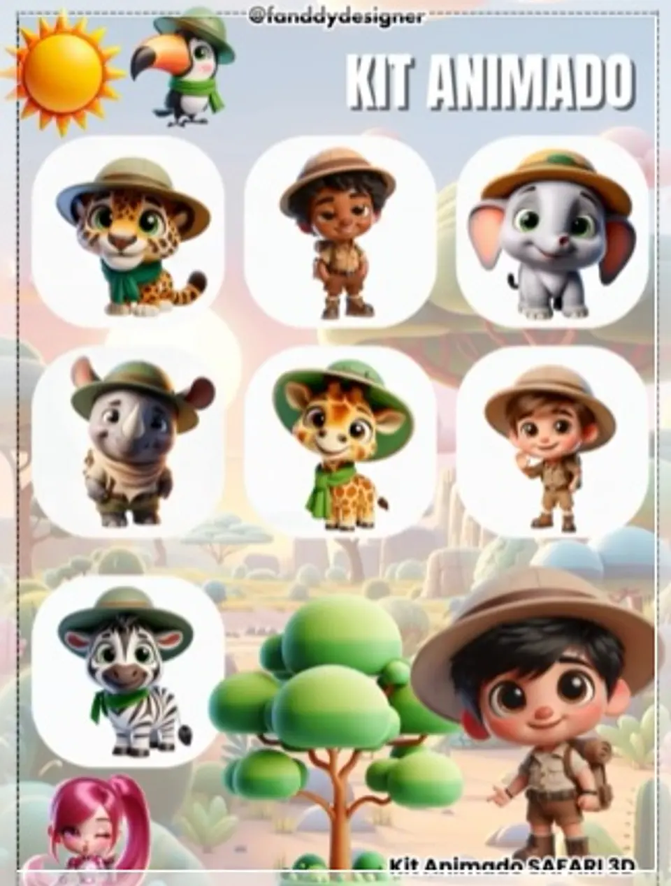 Kit Digital Animado Safari 3d Animado 29 1