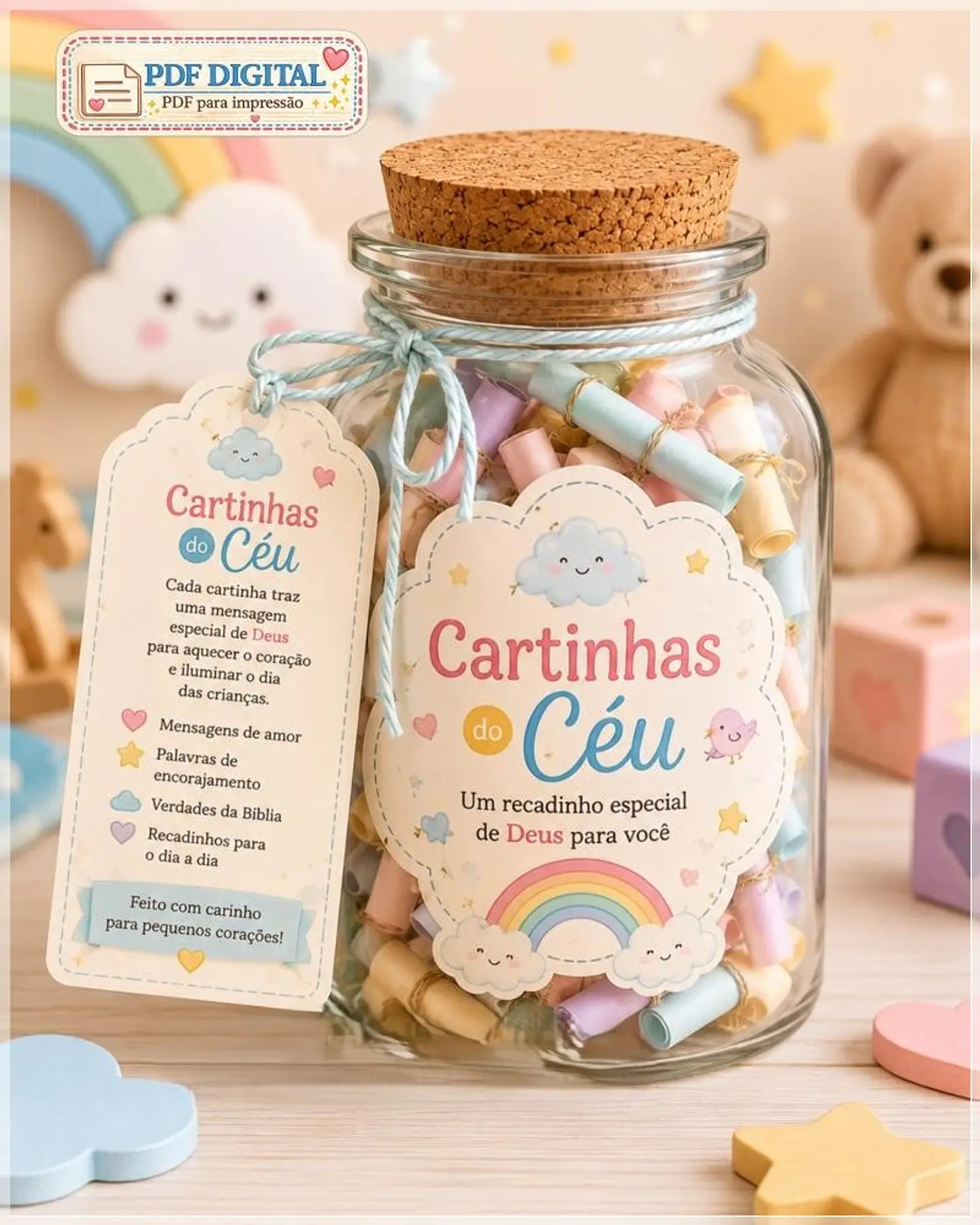 Arquivo de Corte Pote Cartinhas do Céu Para Crianças 1