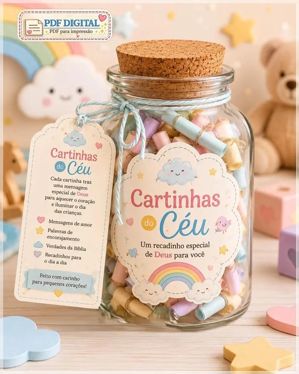 Arquivo de Corte Pote Cartinhas do Céu Para Crianças 1