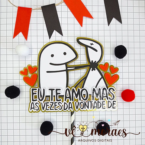 Arquivo de Corte Topo de Bolo Flork Casal Amor Eu Te Amo 17