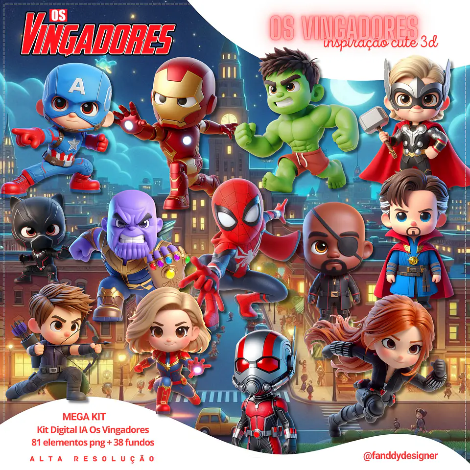 Kit Digital Vingadores Cute 344 1