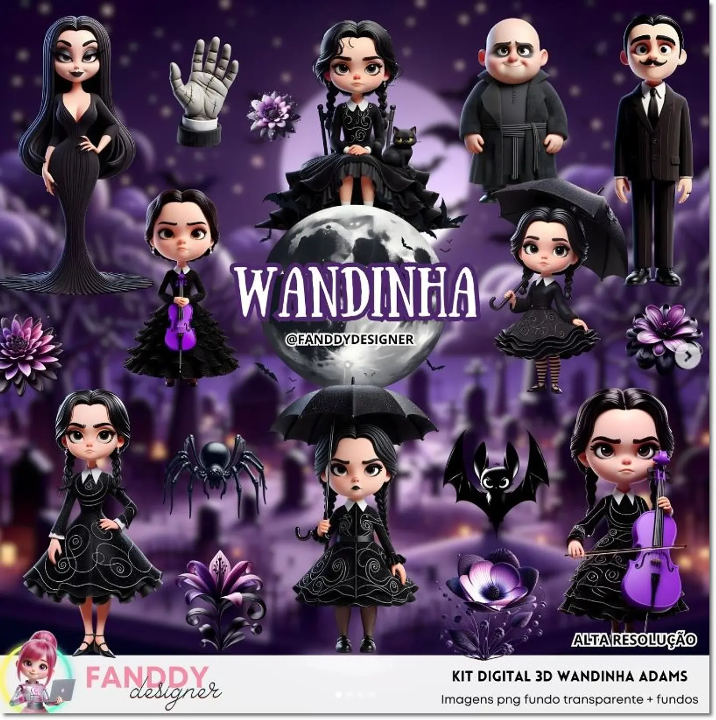 Kit Digital Wandinha Adams 347 1