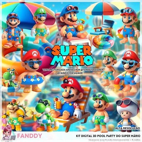Kit Digital Super Mário Pool Party 310