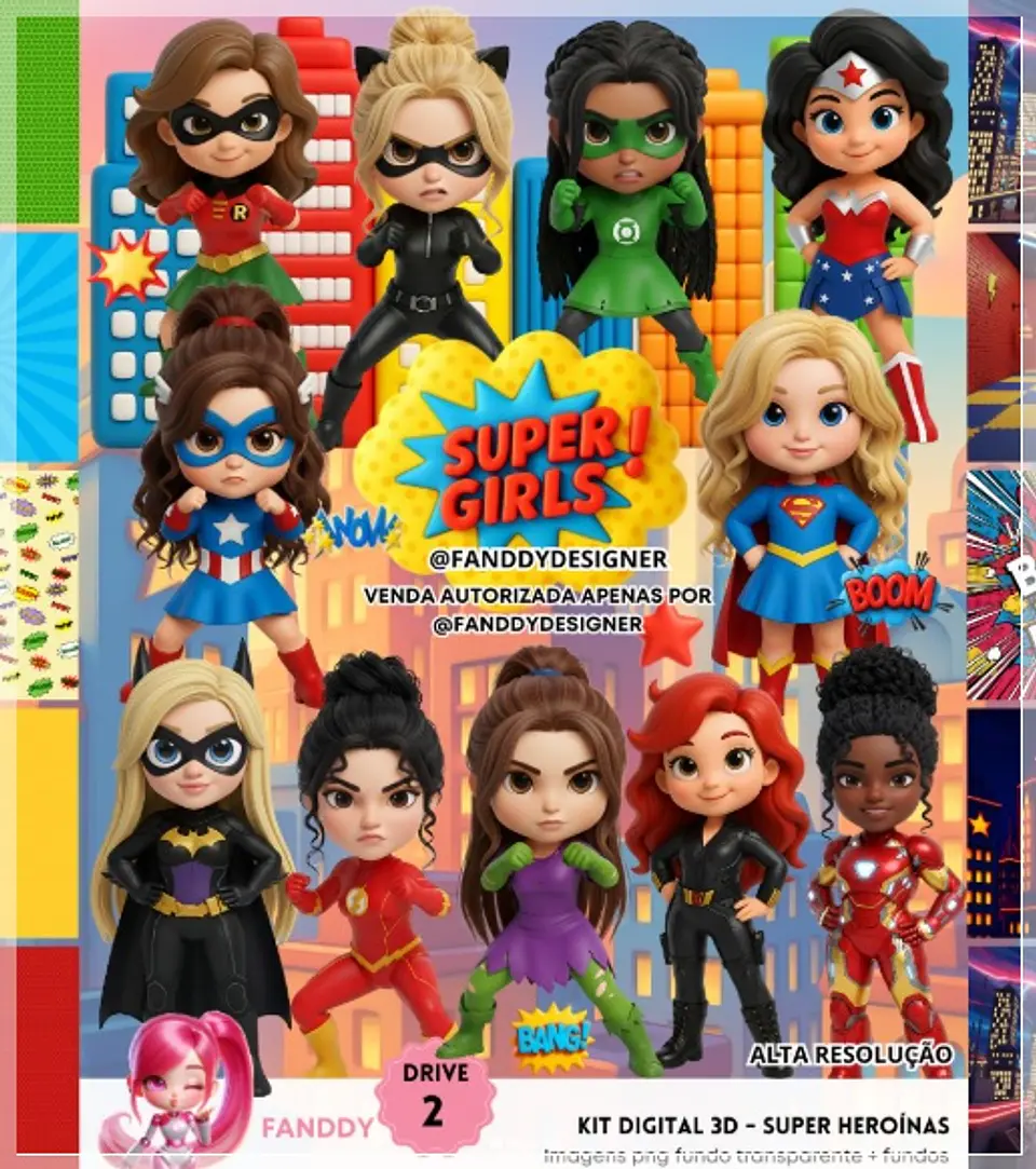 Kit Digital Super Heroinas 3d 305 1