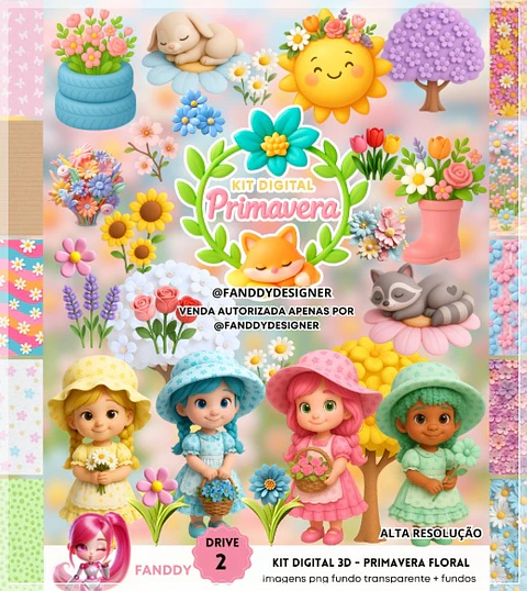Kit Digital Primavera Floral 3d 273