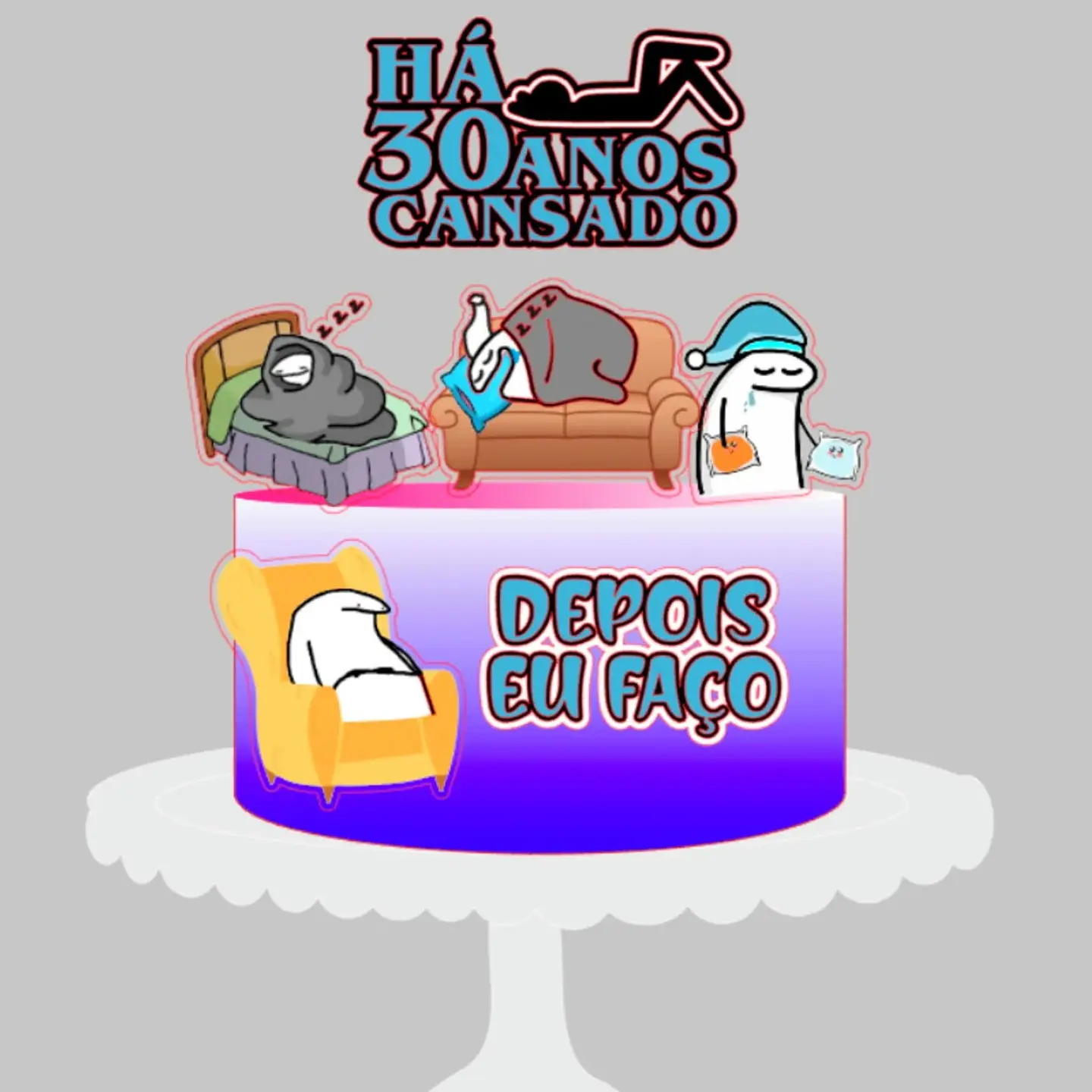 Arquivo de Corte Topo de Bolo Flork Cansada Cansado 2 1