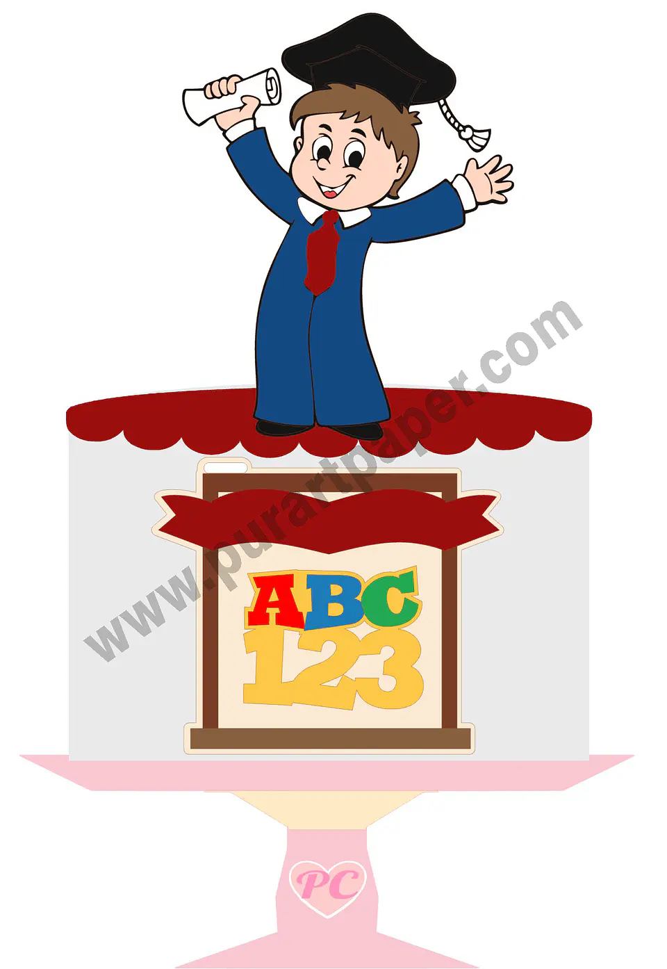 Arquivo de Corte Topo de Bolo Formatura Menino ABC - Mesversário 25 1