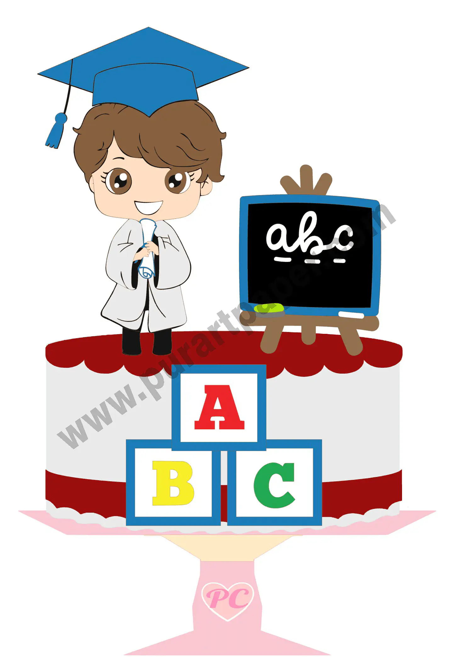 Arquivo de Corte Topo de Bolo Formatura Menino ABC - Mesversário 3 1