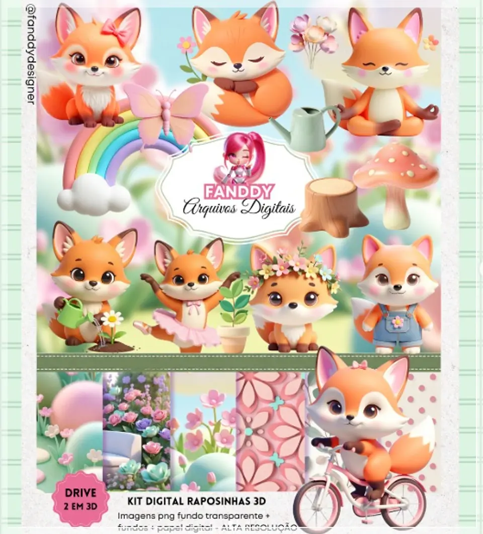 Kit Digital Raposinhas 3d 283 1