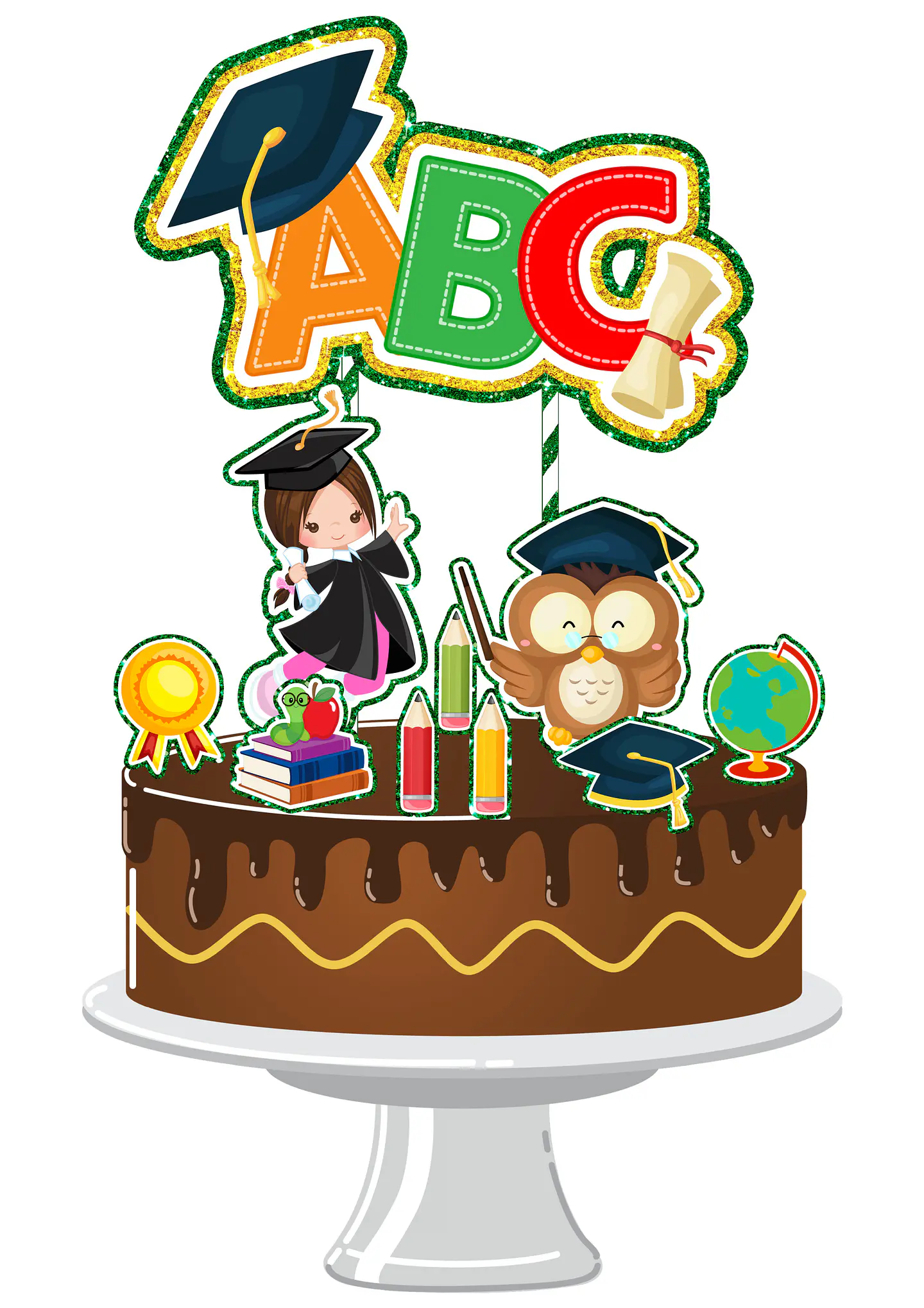 Arquivo de Corte Topo de Bolo Formatura Menina ABC - Mesversário 27 1