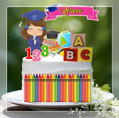 Arquivo de Corte Topo de Bolo Formatura Menina ABC - Mesversário 16