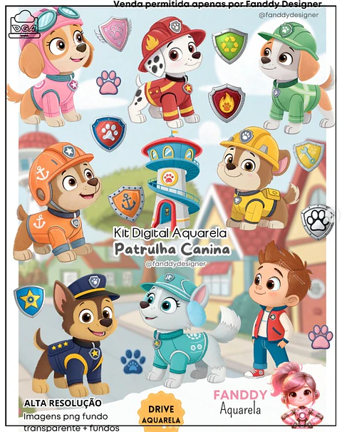 Kit Digital Patrulha Canina Aquarela Dga (1) 262