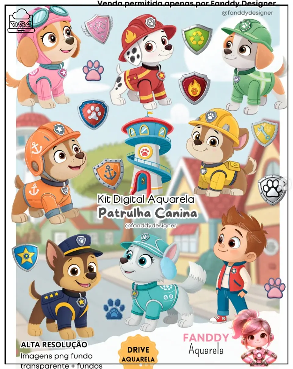 Kit Digital Patrulha Canina Aquarela Dga (1) 262 1