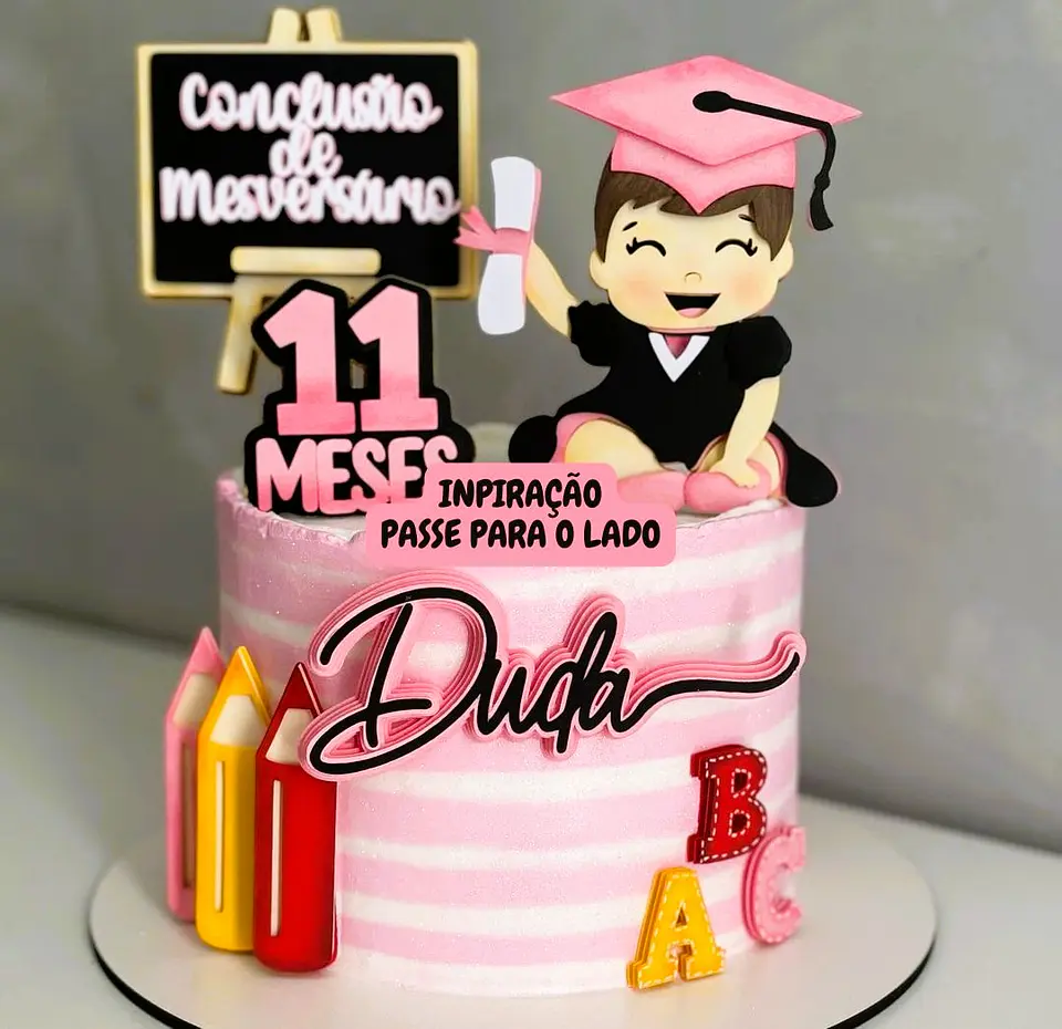 Arquivo de Corte Topo de Bolo Formatura Menina ABC - Mesversário 34 1