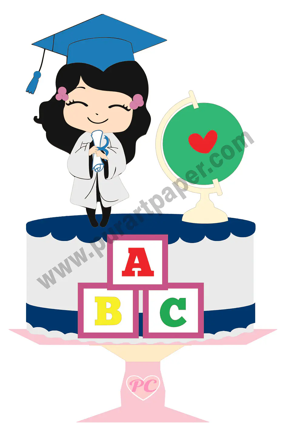 Arquivo de Corte Topo de Bolo Formatura Menina ABC - Mesversário 6 1
