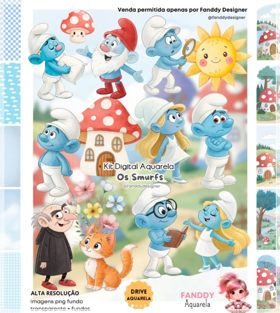 Kit Digital Os Smurfs Aquarela 249 1