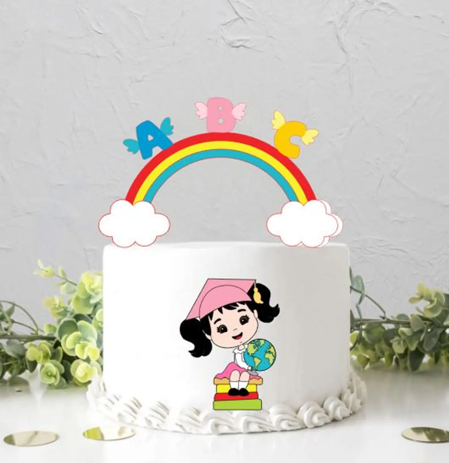 Arquivo de Corte Topo de Bolo Formatura Menina ABC - Mesversário 1 1