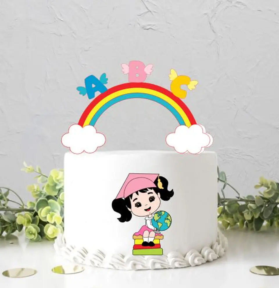 Arquivo de Corte Topo de Bolo Formatura Menina ABC - Mesversário 1 1