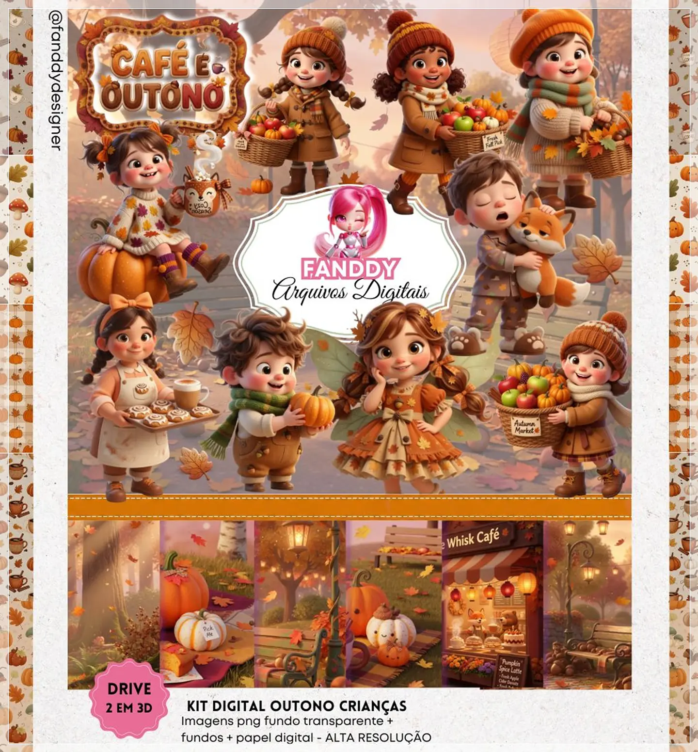 Kit Digital Outono Crianças 3d 253 1