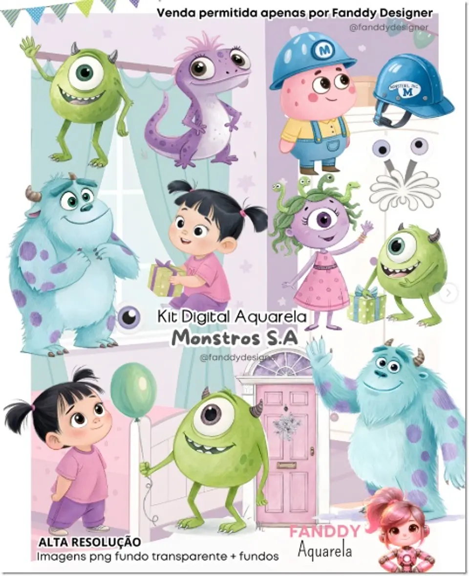 Kit Digital Monstros Sa Aquarela 227 1