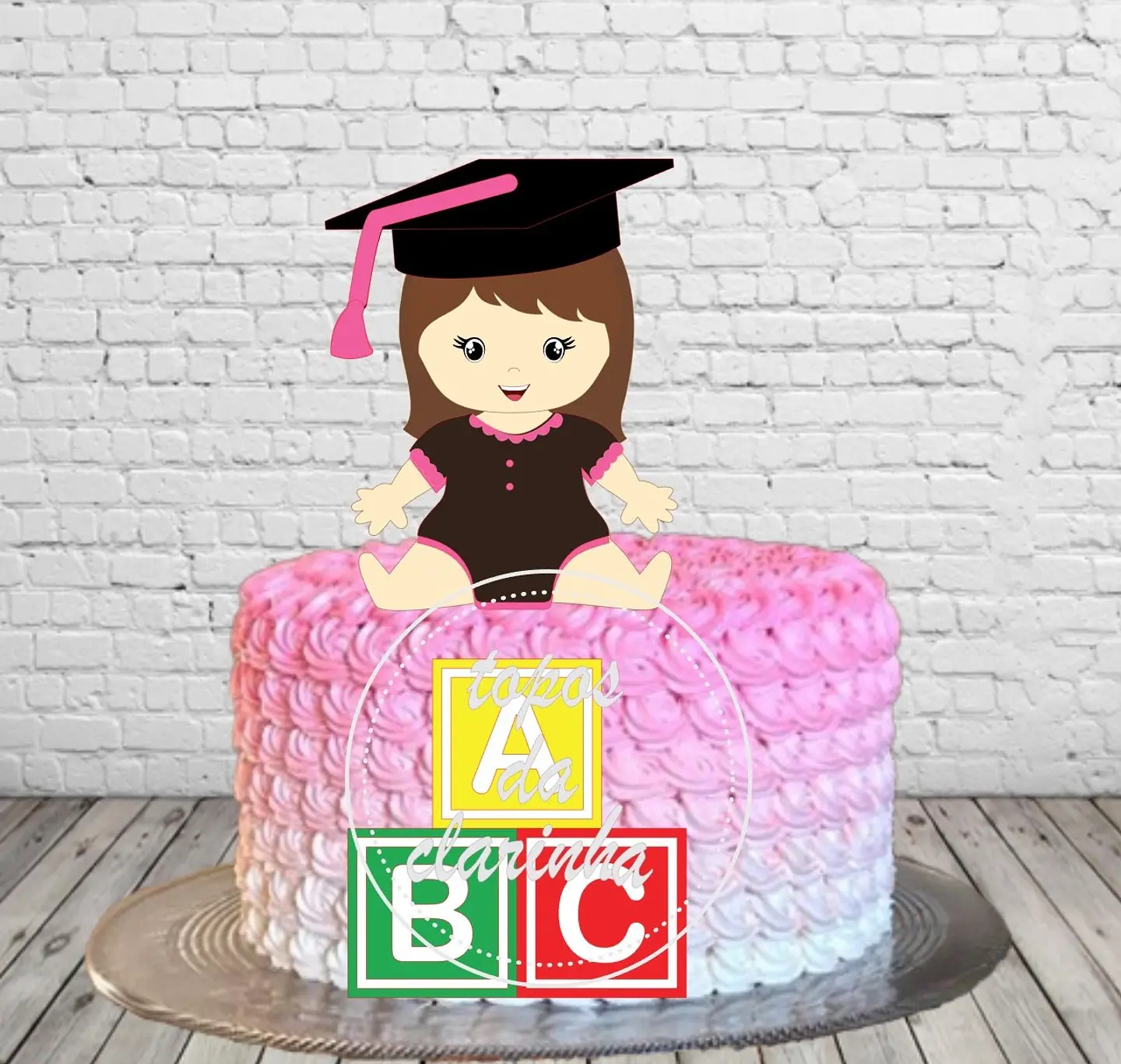 Arquivo de Corte Topo de Bolo Formatura Menina ABC - Mesversário 15 1