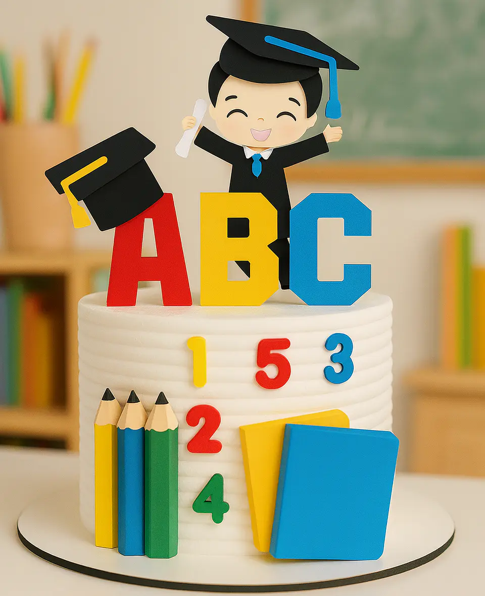 Arquivo de Corte Topo de Bolo Formatura Menino ABC - Mesversário 26 1