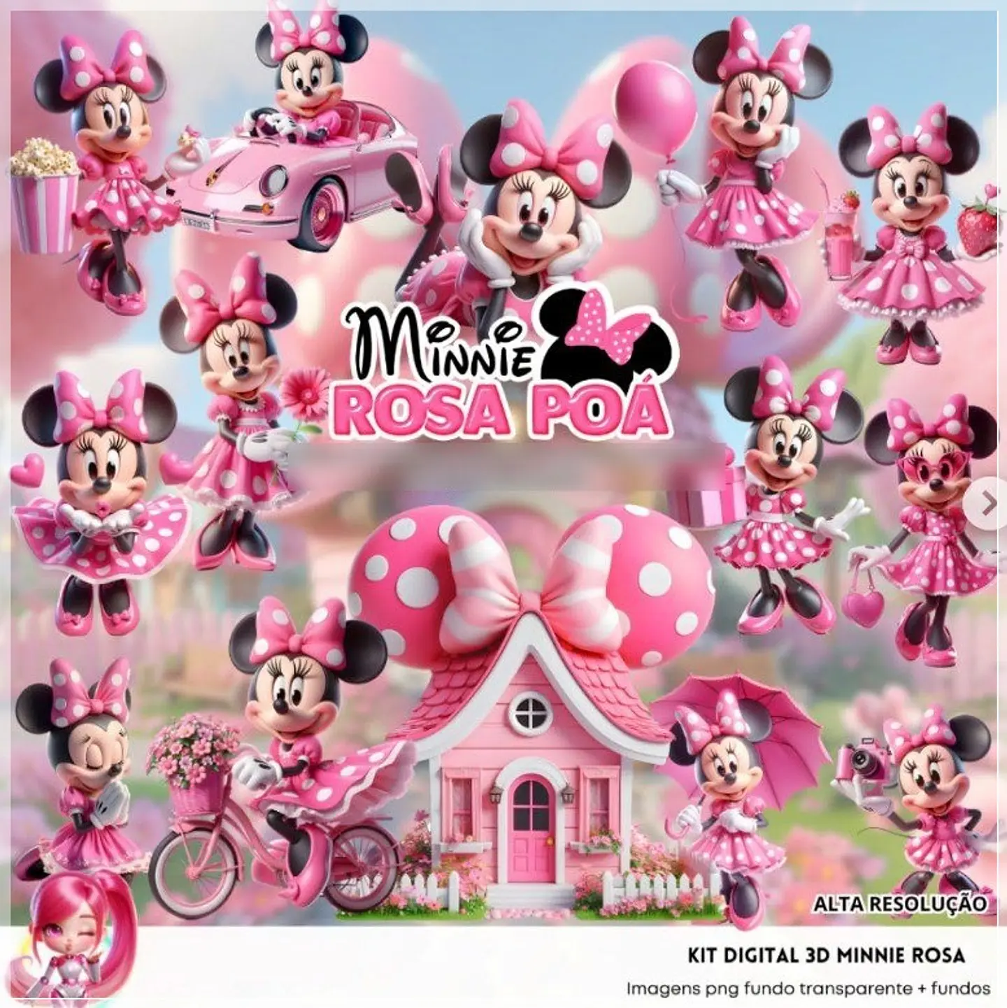 Kit Digital Minnie Rosa 3d 215 1