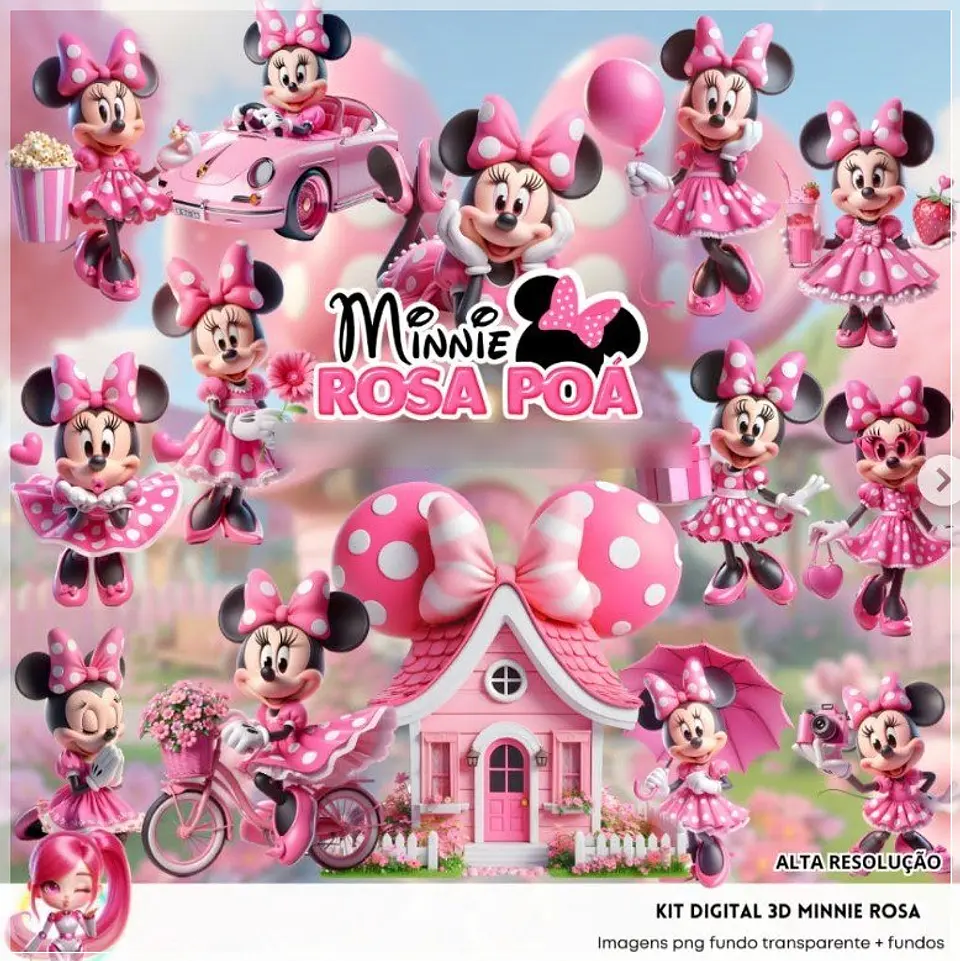 Kit Digital Minnie Rosa 3d 215 1