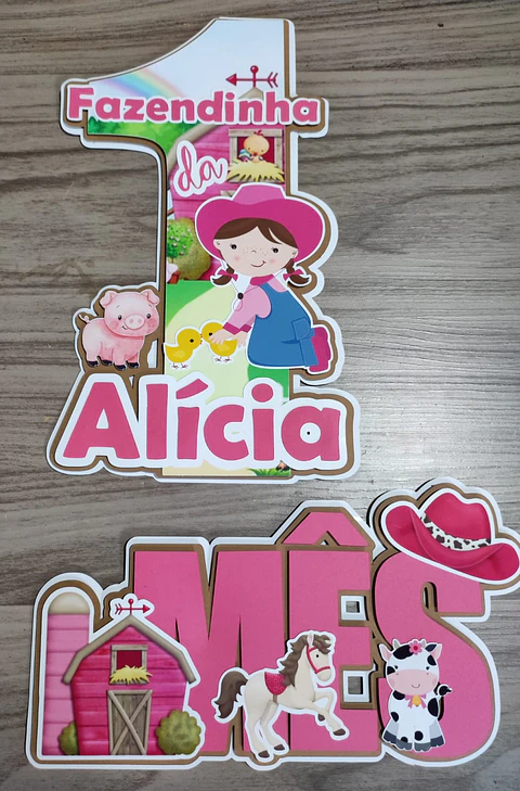 Arquivo de Corte Topo de Bolo Fazendinha Rosa Menina 22