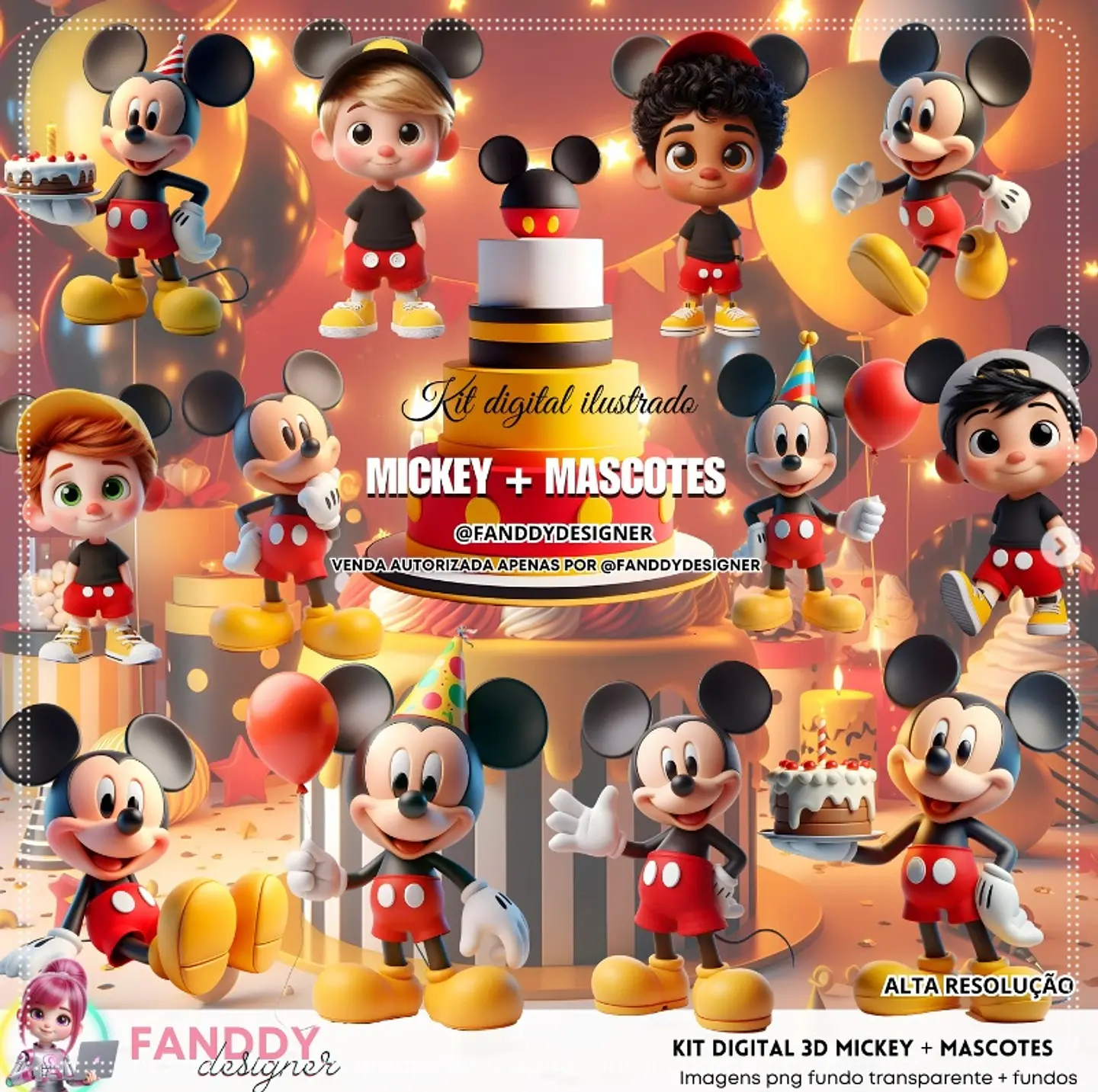 Kit Digital Mickey Mascotes Tradicionais 207 1